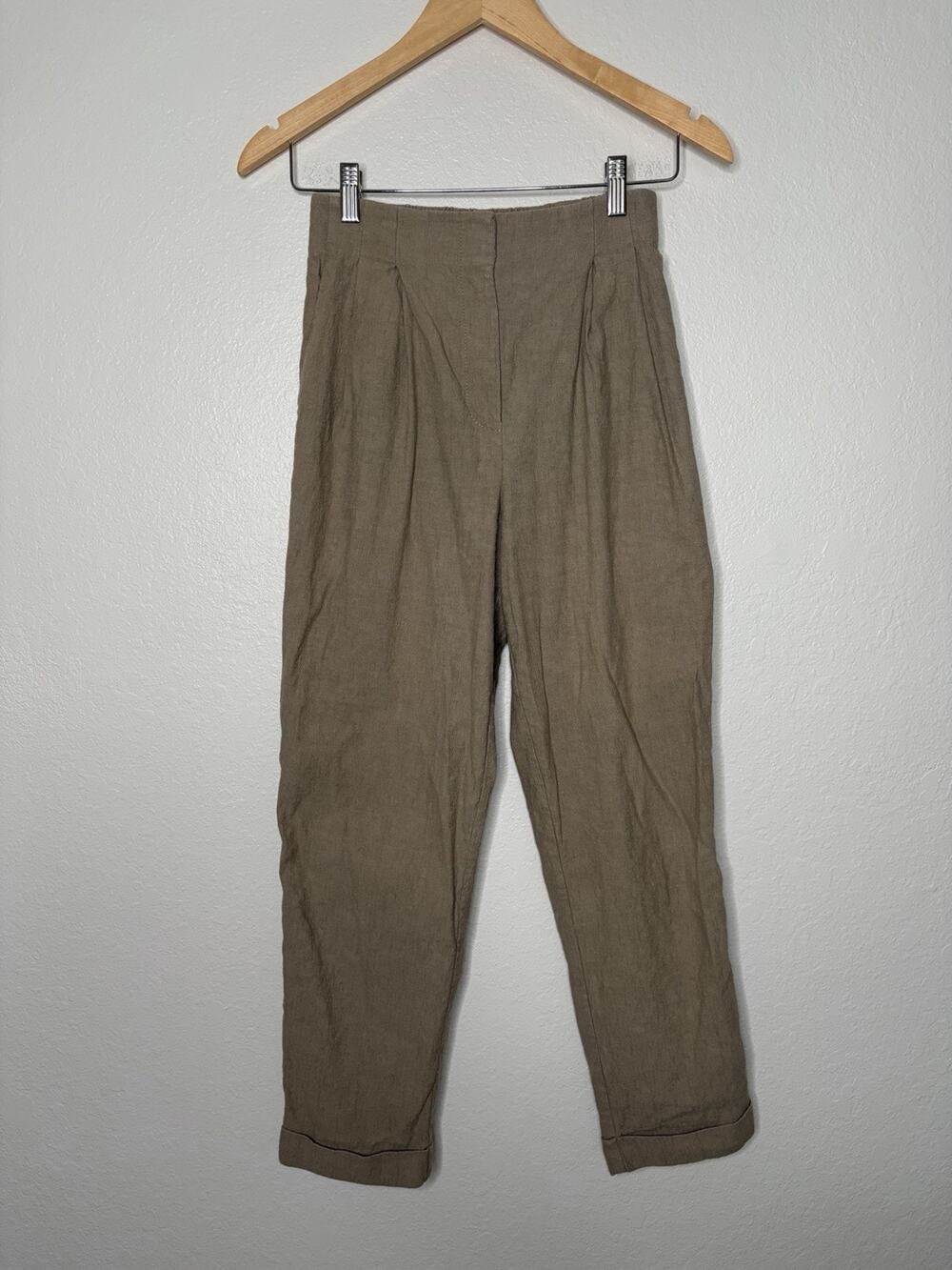 Jonathan Simkhai Annalise Structured Volume Pleat Waist Tapered Pant Size 4